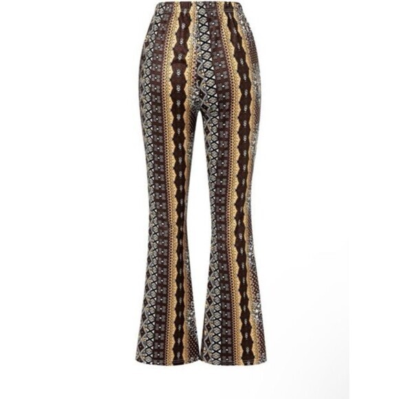 Forbidden Pants- Boho Flare Bell Bottom - 70s Style High Waist - Picture 8 of 9
